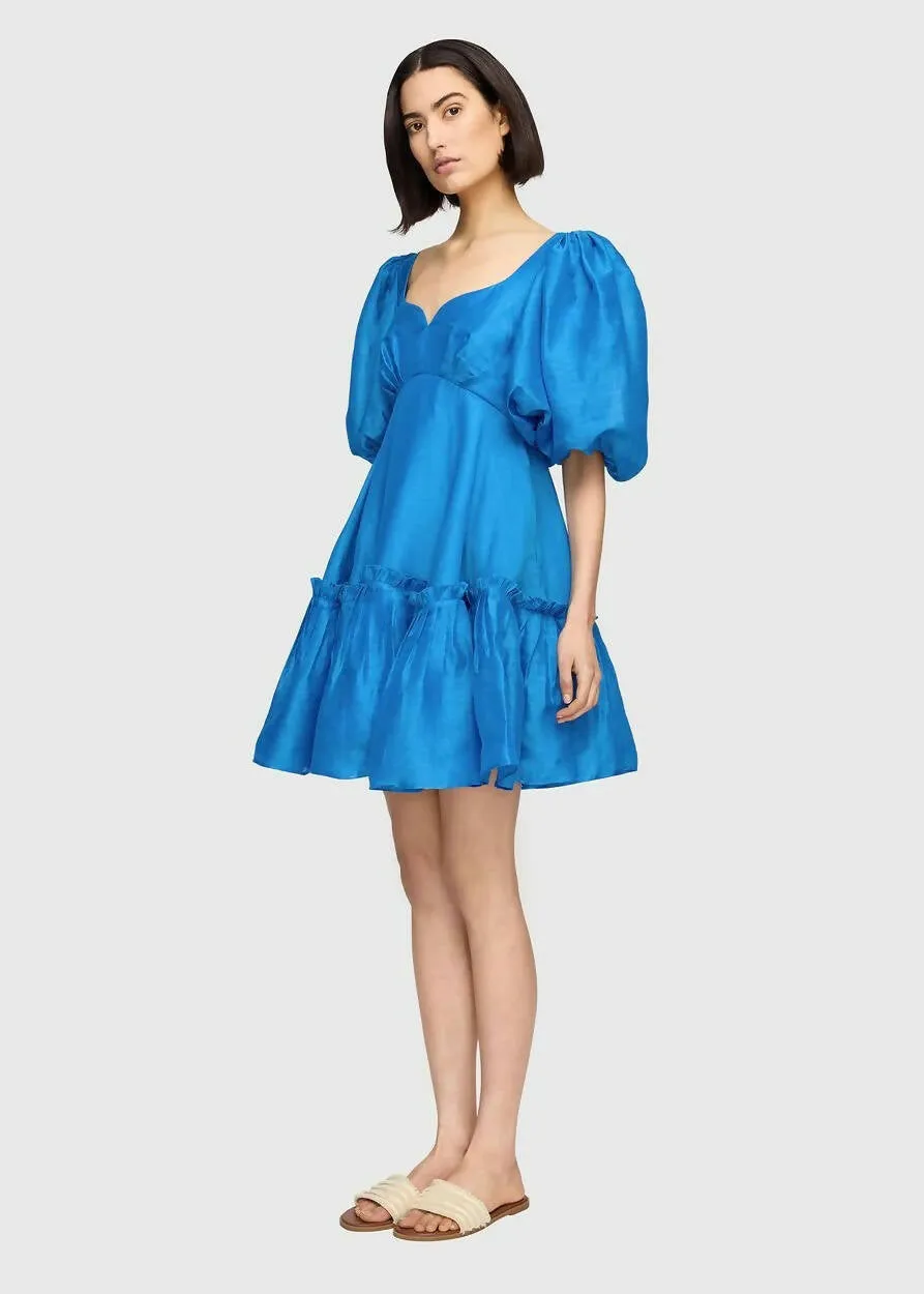 Leo Lin Electric Silk Linen Mini Dress