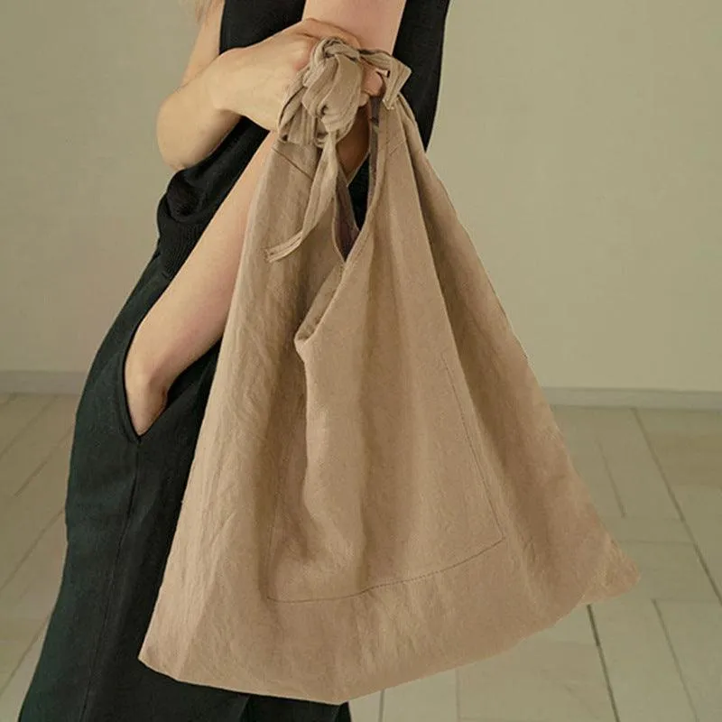 Linen Sail Underarm Satchel for Ladies - Spacious Elegance in Natural Tones