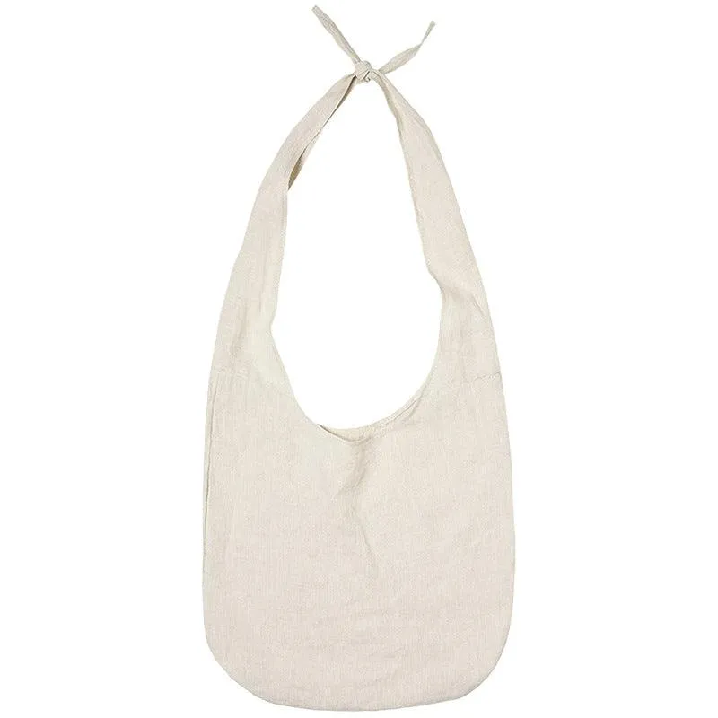 Linen Sail Underarm Satchel for Ladies - Spacious Elegance in Natural Tones