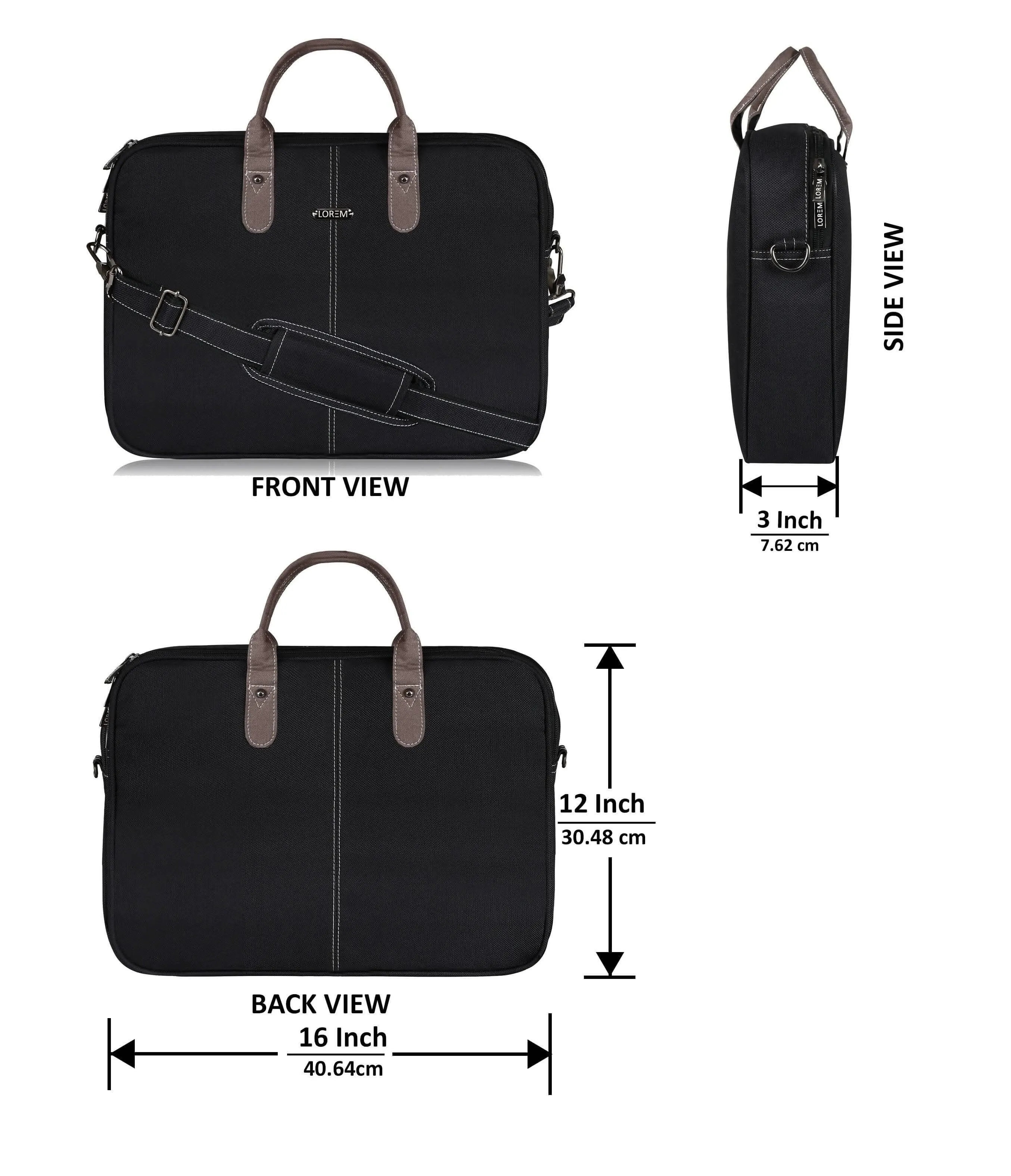 LOREM Black Color PVC Coated Fabric 10L Messenger Bag For Men & Women (BG76)