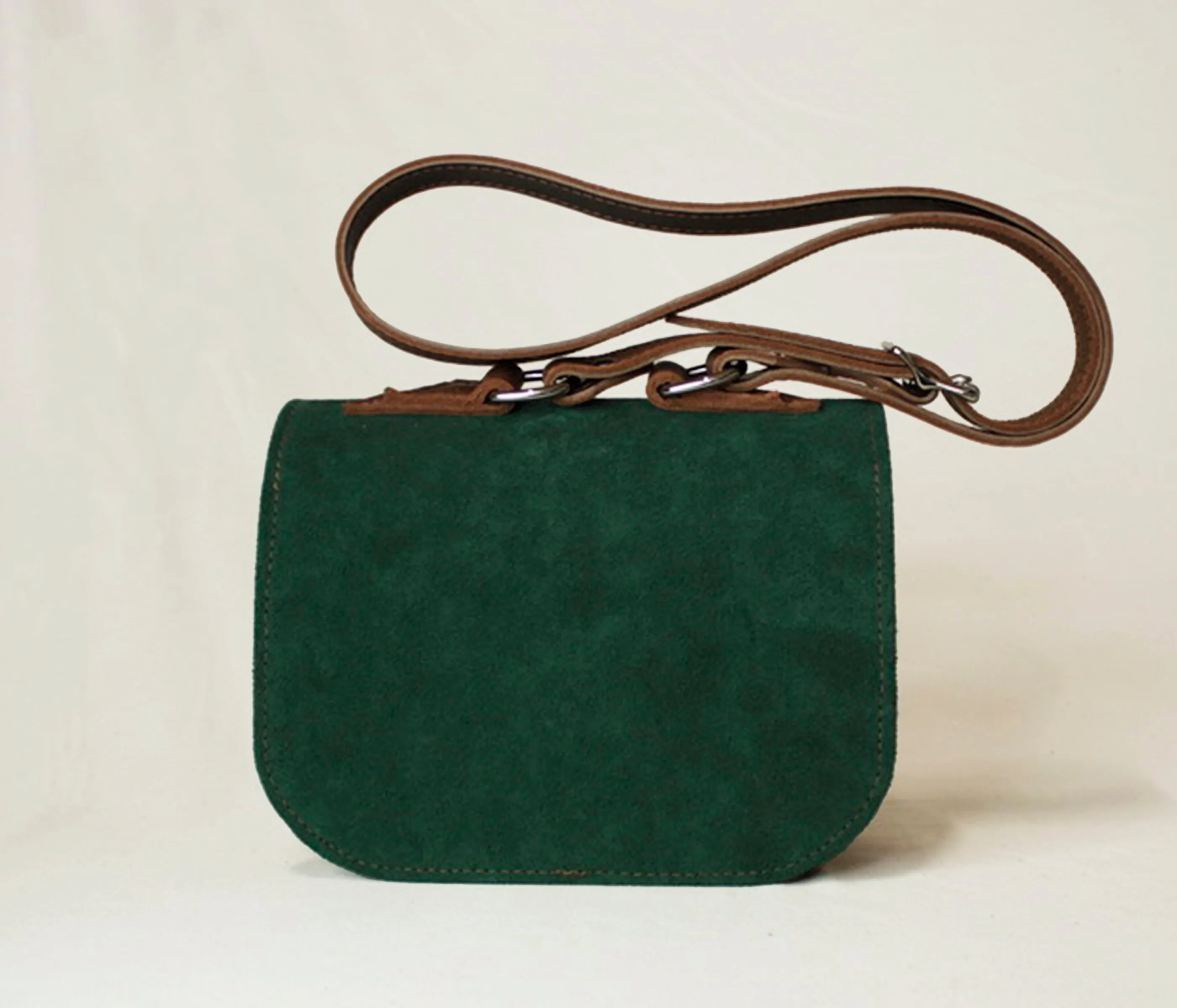 Marie Satchel - Green Suede