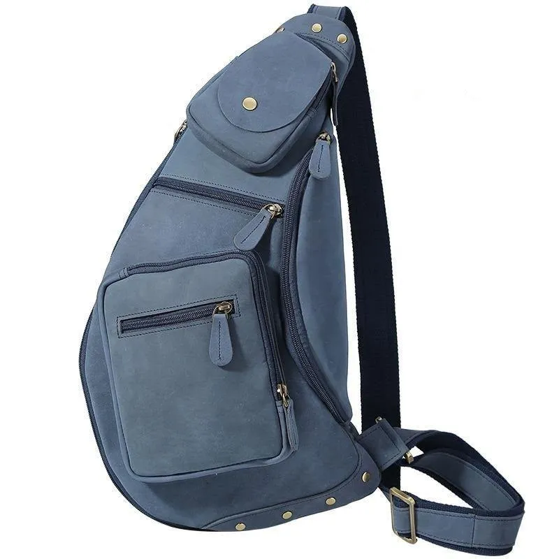Mens Leather Crossbody Sling Bag Vintage