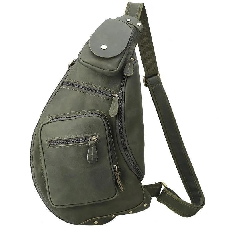 Mens Leather Crossbody Sling Bag Vintage