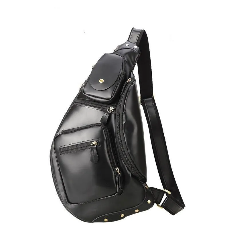 Mens Leather Crossbody Sling Bag Vintage