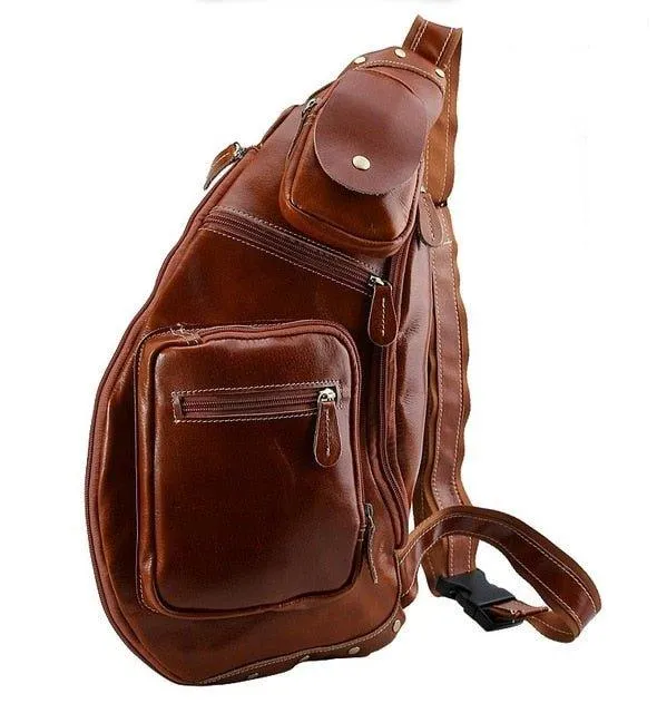 Mens Leather Crossbody Sling Bag Vintage