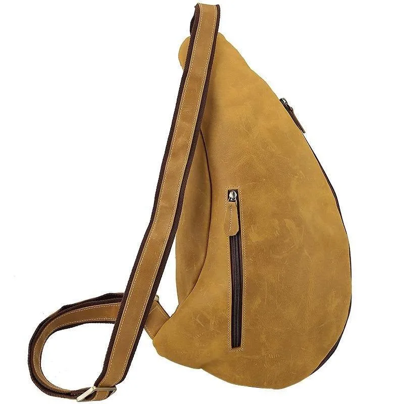 Mens Leather Crossbody Sling Bag Vintage