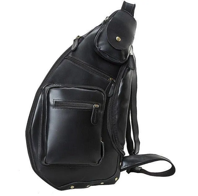 Mens Leather Crossbody Sling Bag Vintage