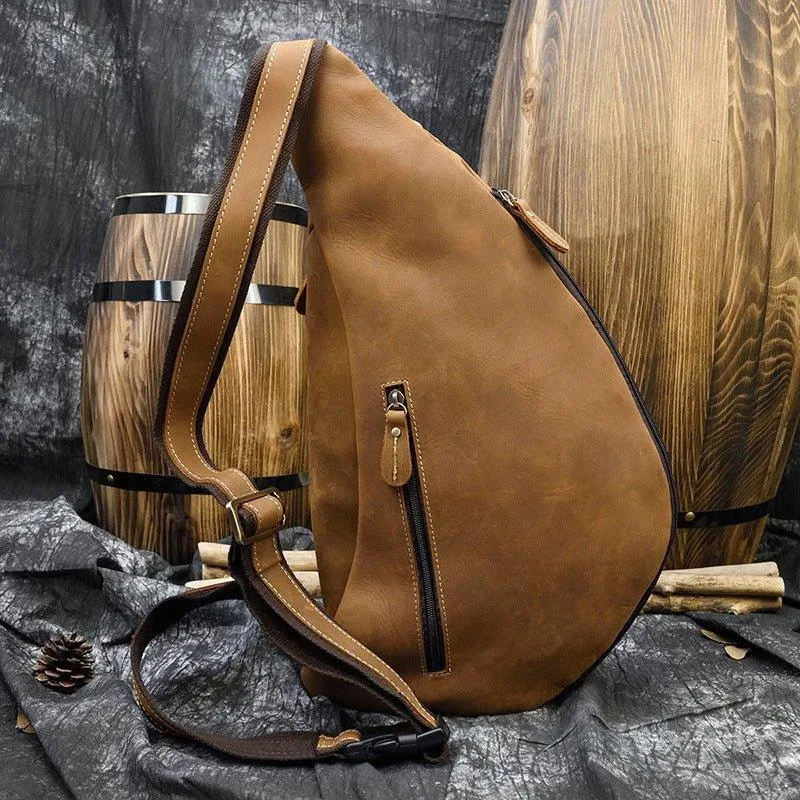 Mens Leather Crossbody Sling Bag Vintage