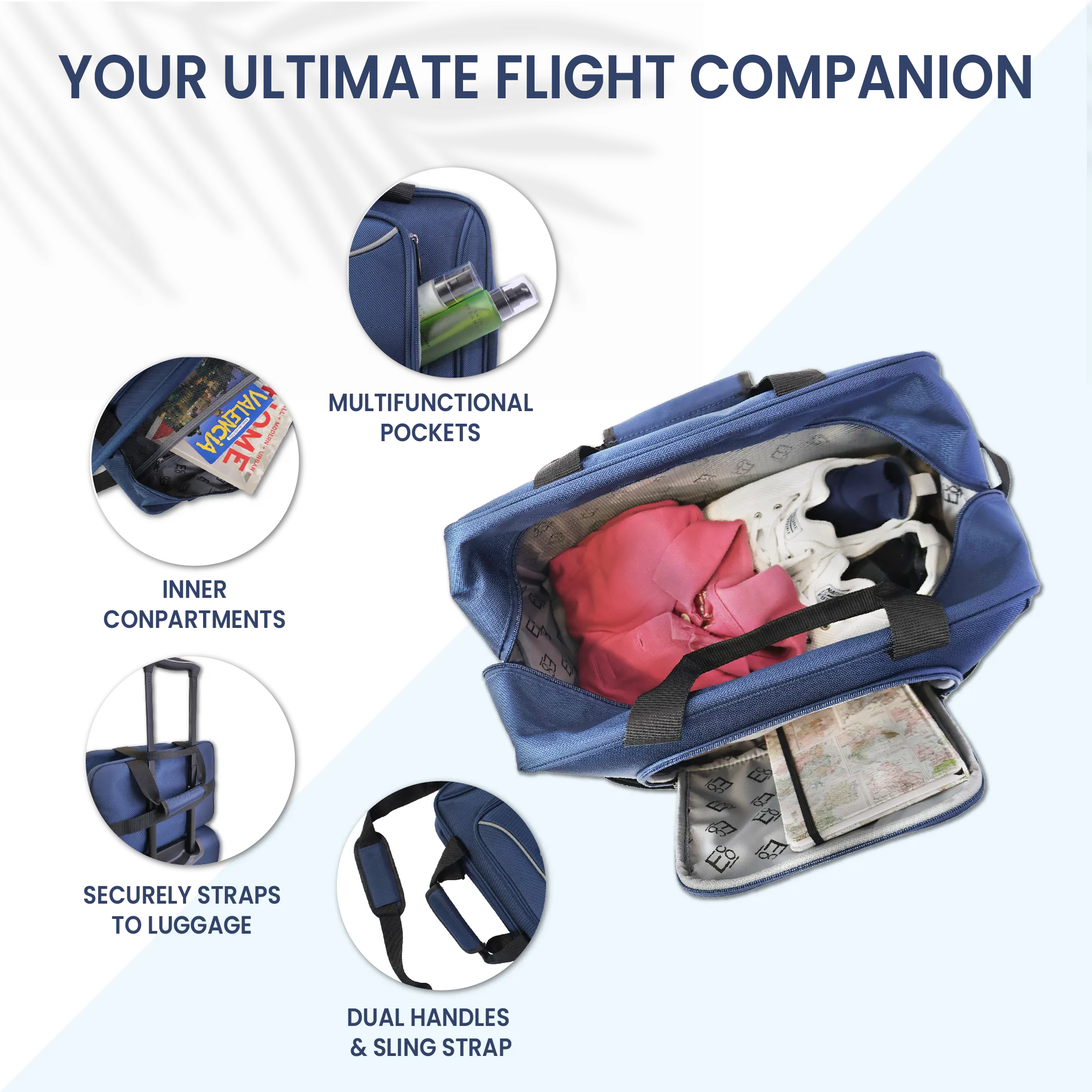 Monaco Soft Luggage Set of 4 Pieces - Navy Blue