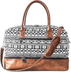 MyMealivos Canvas Weekender Bag, Overnight Travel Carry On Duffel Tote with Shoe Pouch (black)