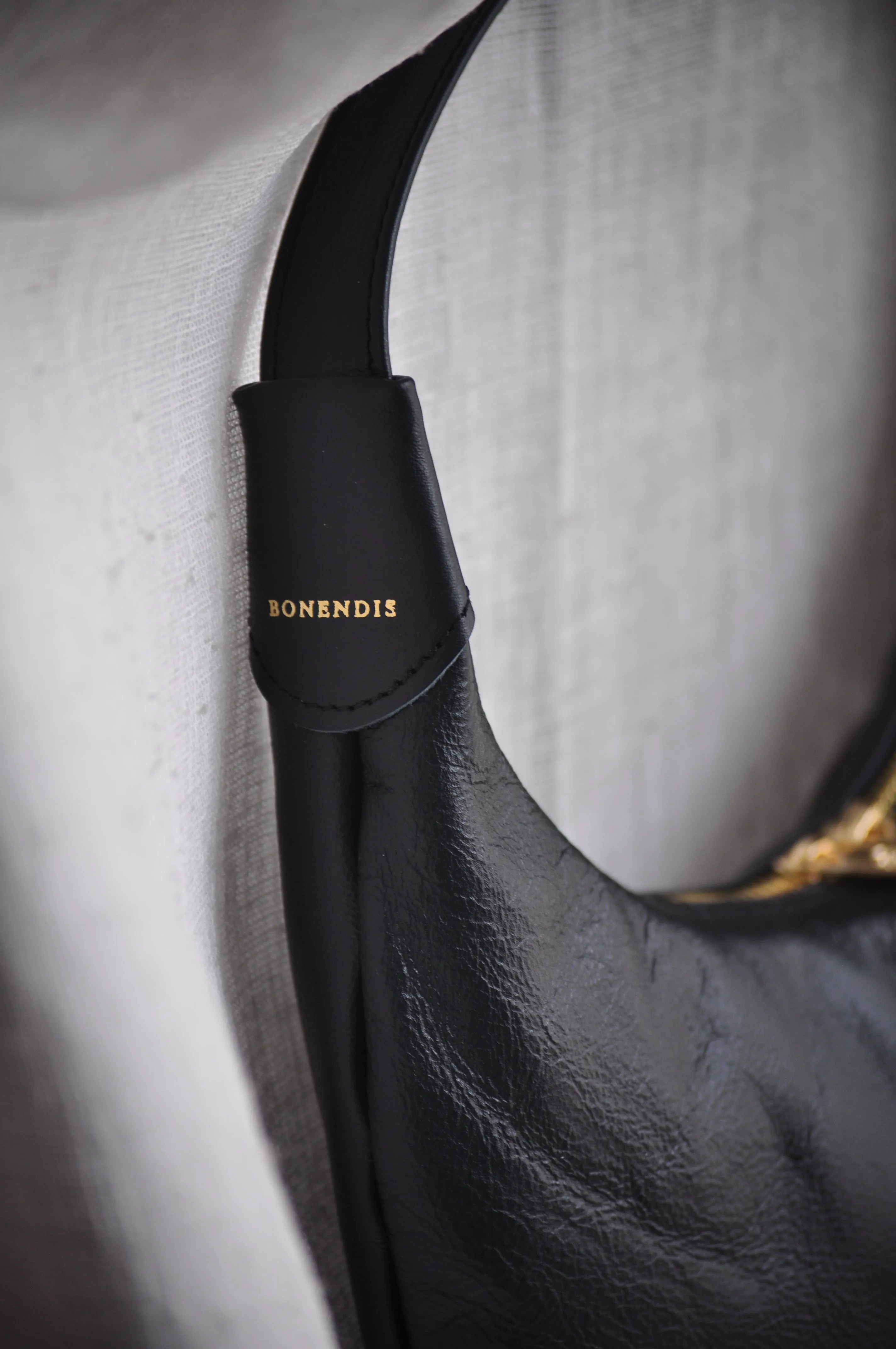 Ophelia Small Leather Shoulder Bag - Black