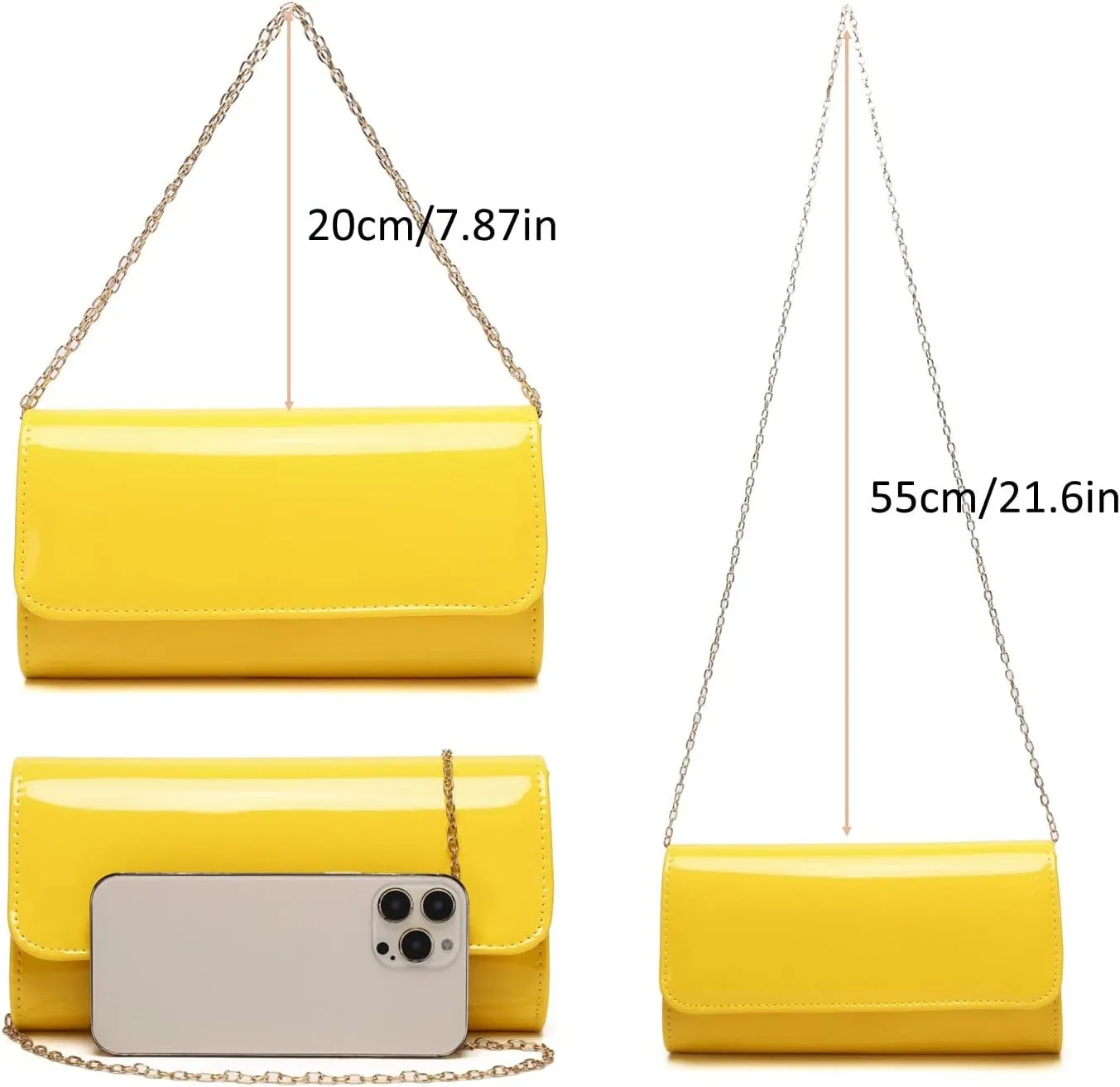 Patent Leather Envelope Clutch Womens Evening Handbag Stylish Shoulder Bag Purse for Christmas Wedding Party Prom
