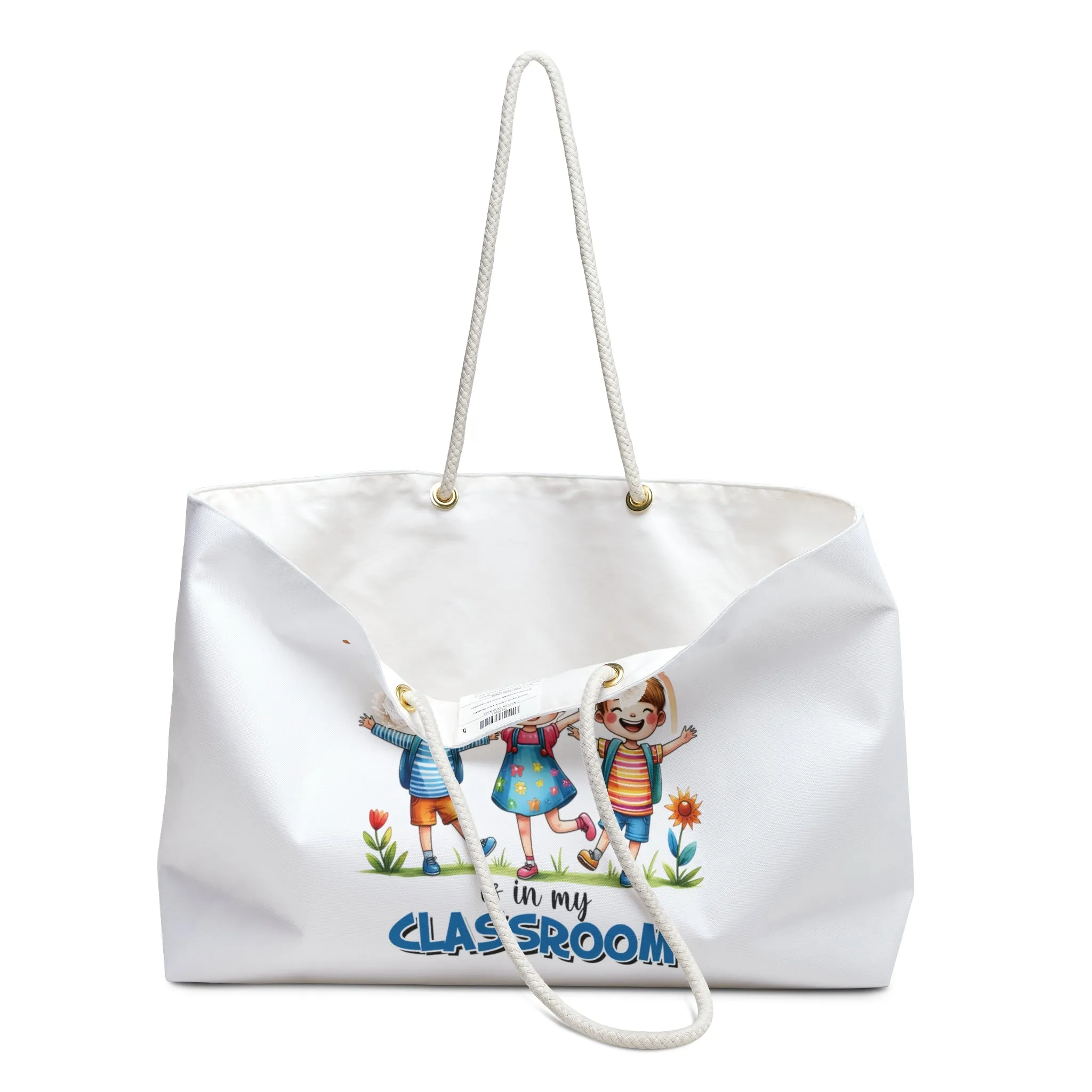 Personalised/Non-Personalised Weekender Bag, The Future of the World is in my Classroom, Valentines Day, Large Weekender Bag, Beach Bag, Book Bag
