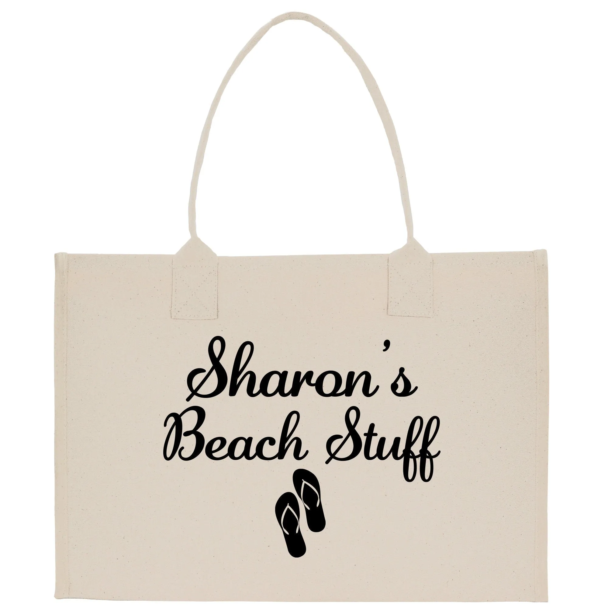 Personalized Name Beach Stuff Cotton Canvas Tote Bag Birthday Gift for Her Custom Weekender Tote Bag Beach Tote Bag Large Beach Tote Bag