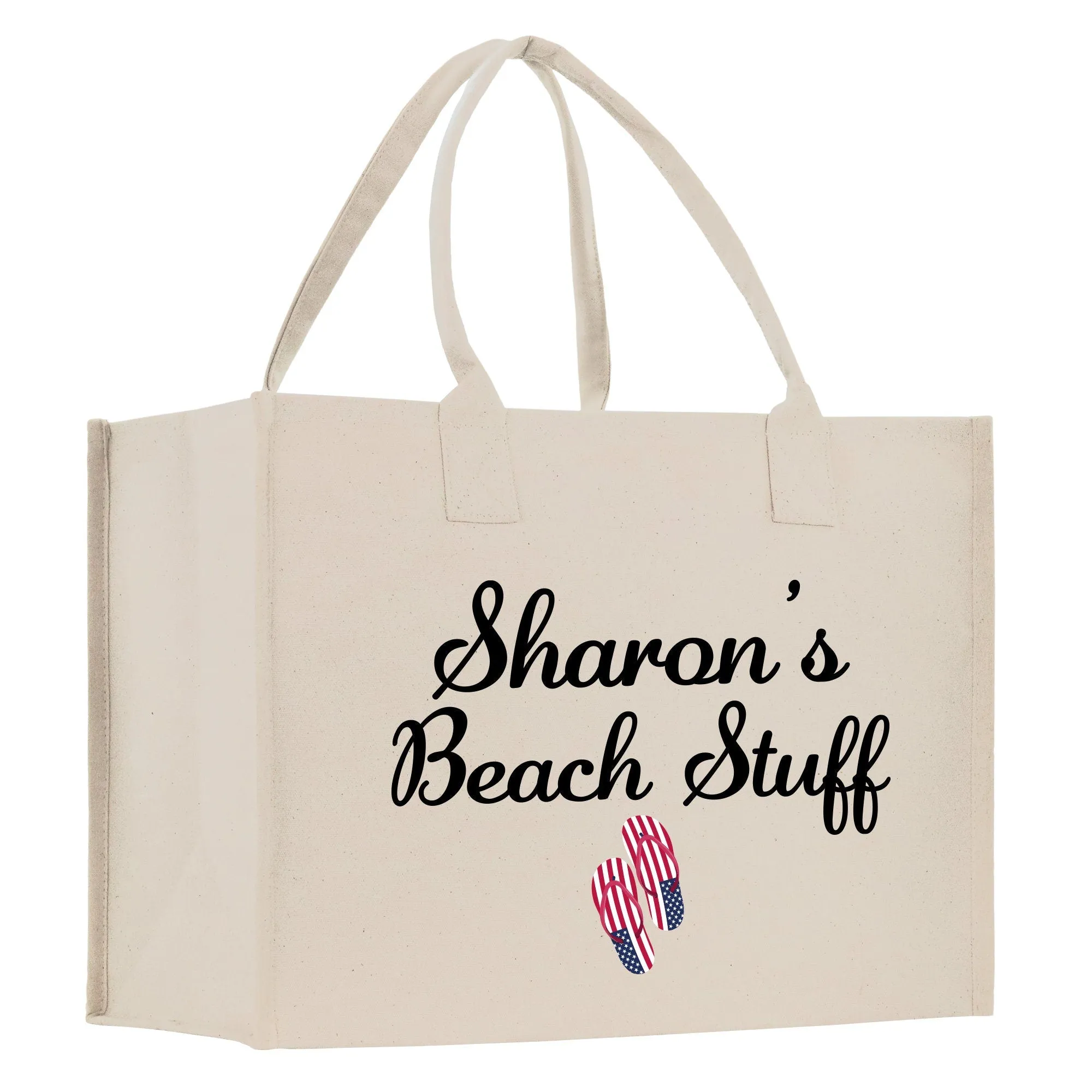 Personalized Name Beach Stuff Cotton Canvas Tote Bag Birthday Gift for Her Custom Weekender Tote Bag Beach Tote Bag Large Beach Tote Bag