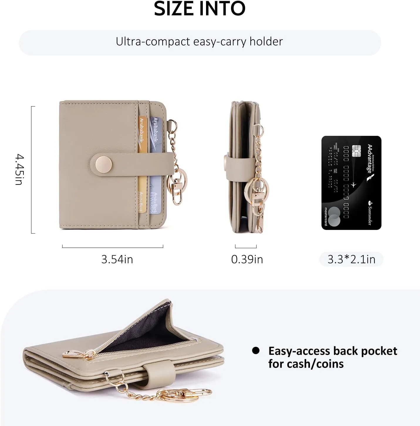 POIUGOYA Slim Wallet for Women,RFID Blocking Bifold Credit Card Holder with Zipper Coin Pocket,ID Window,Keychain