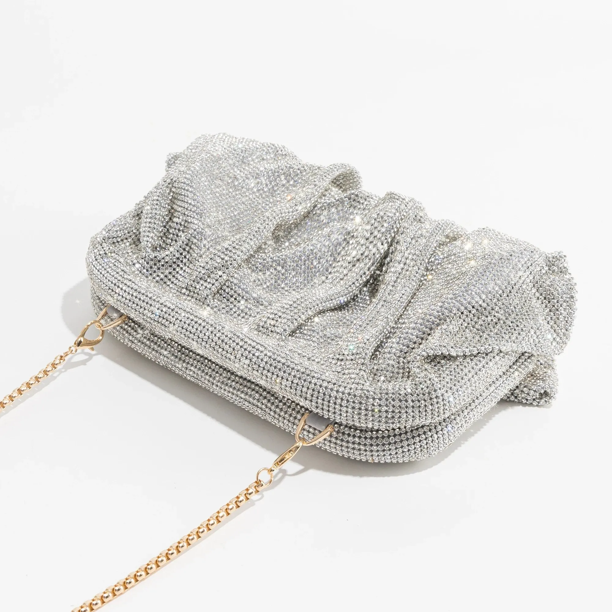 Rua Ruched Rhinestone Sequin Evening Bag