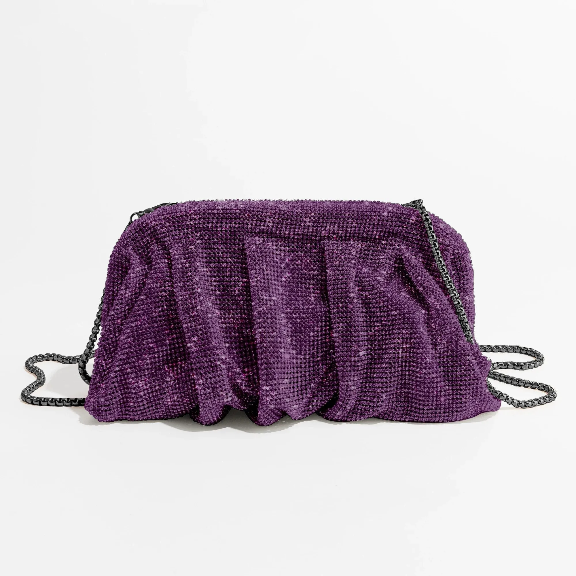 Rua Ruched Rhinestone Sequin Evening Bag