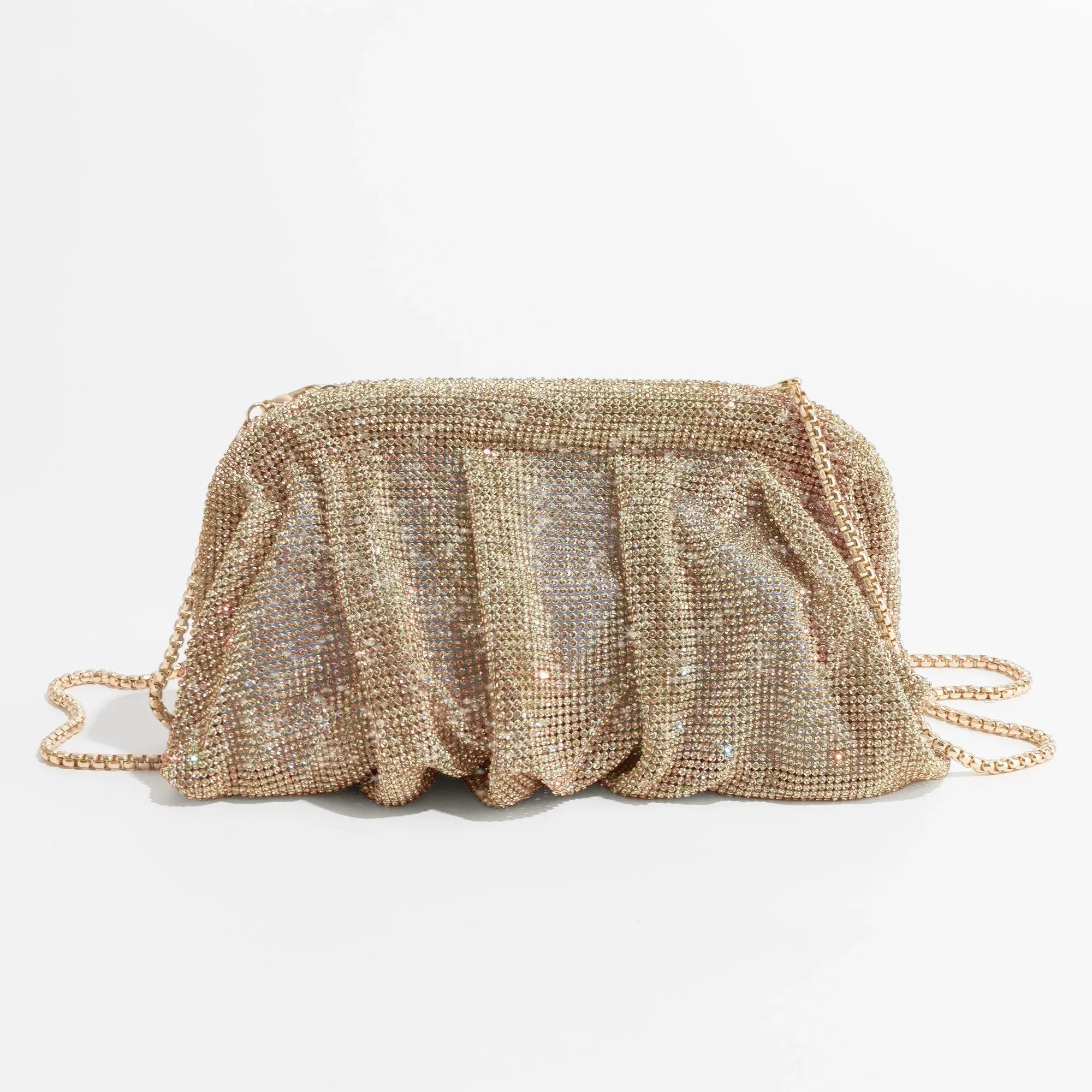 Rua Ruched Rhinestone Sequin Evening Bag