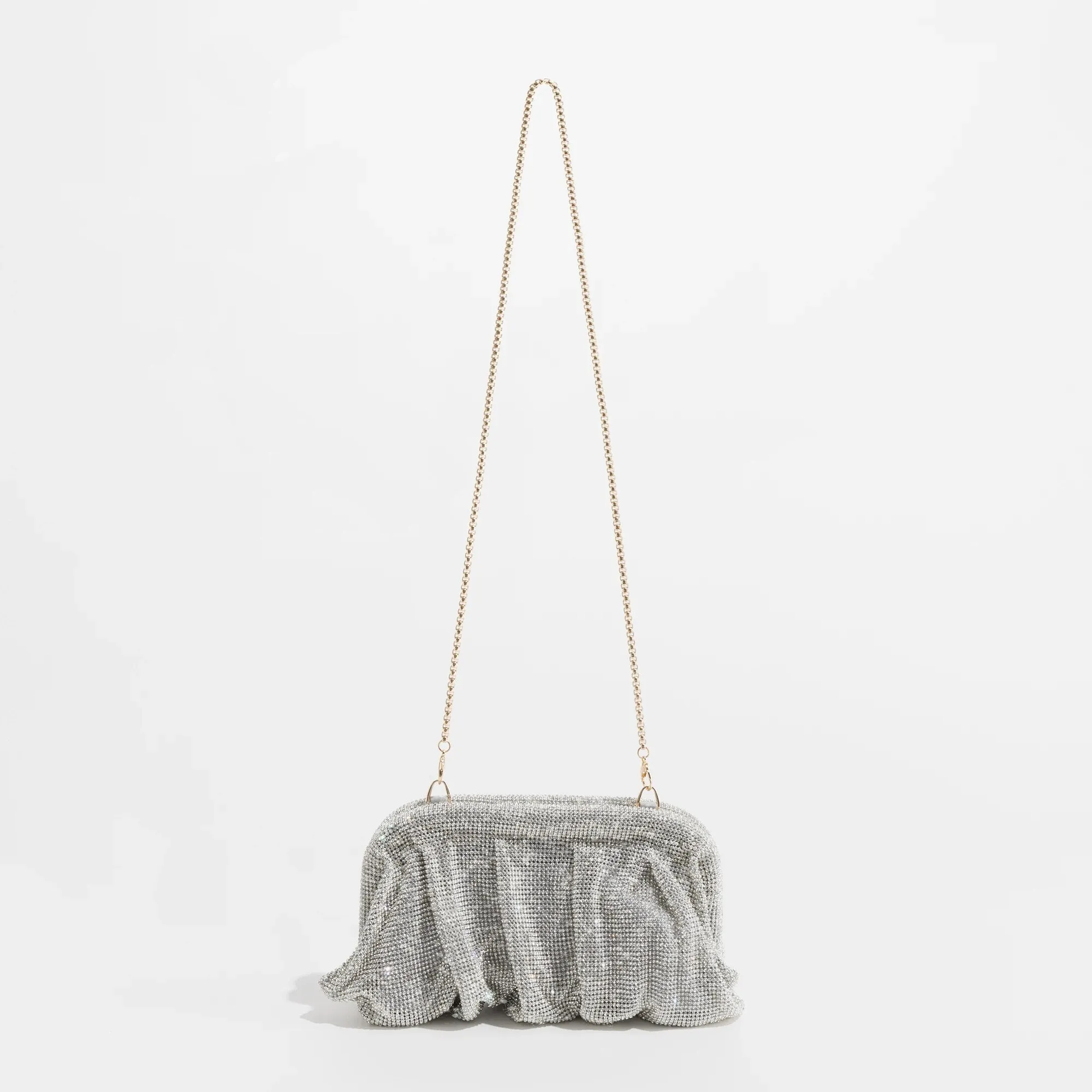 Rua Ruched Rhinestone Sequin Evening Bag