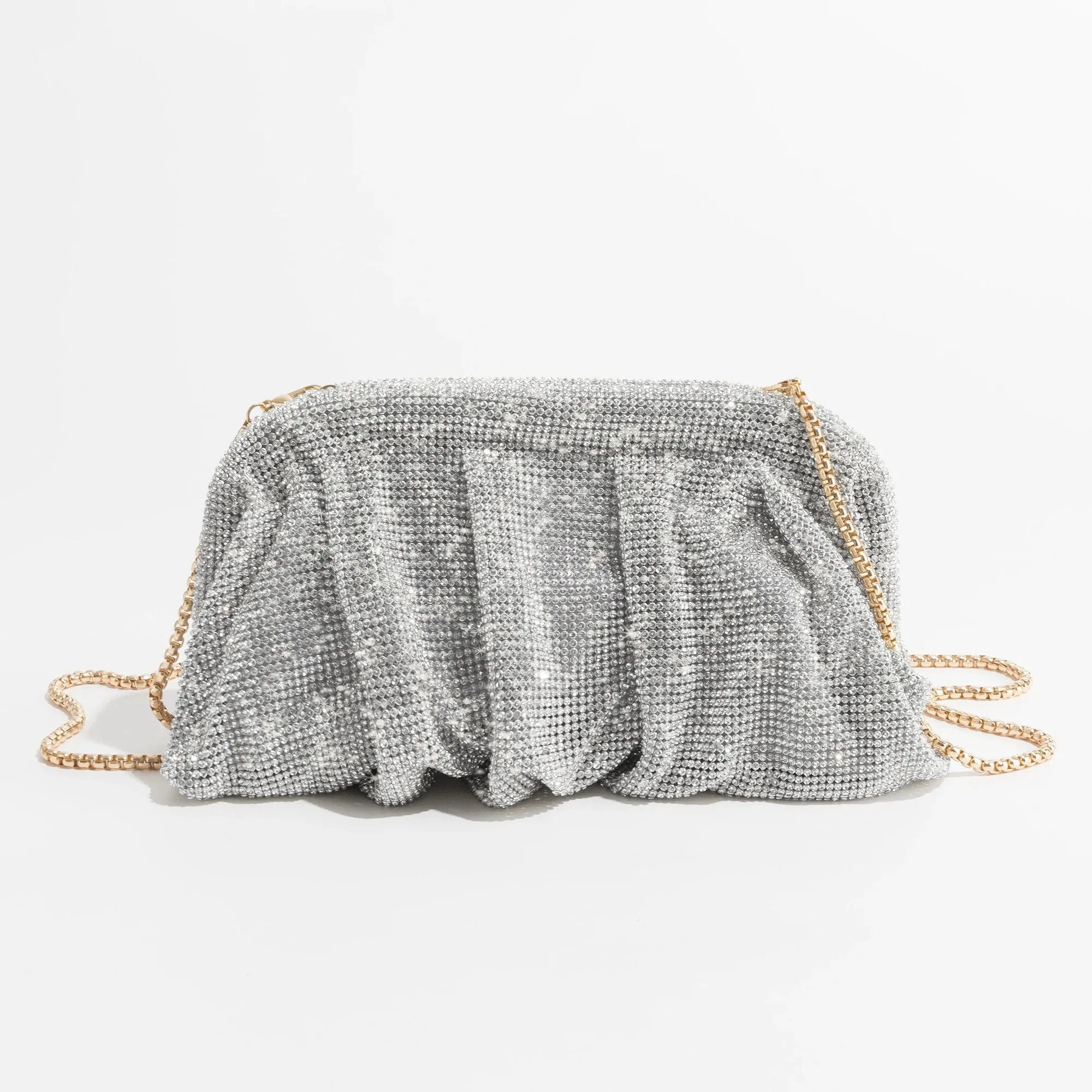 Rua Ruched Rhinestone Sequin Evening Bag