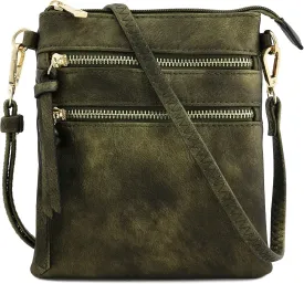 Small Lightweight Shoulder Bag for Women, Mini Multi Zipper Pocket Crossbody Handbag with Adjustable strap