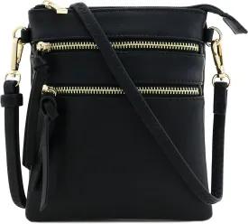 Small Lightweight Shoulder Bag for Women, Mini Multi Zipper Pocket Crossbody Handbag with Adjustable strap