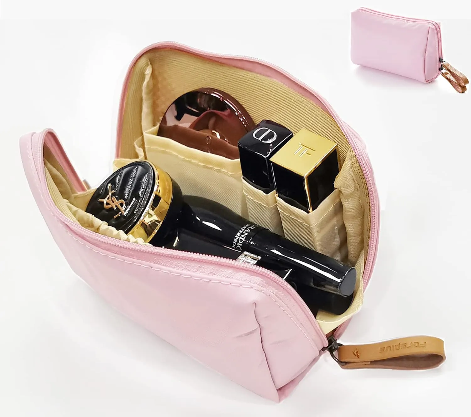 Small Makeup Bag for Purse, Makeup Pouch Small Cosmetic Bag Mini Portable Handbag for Women and Girls (Pink)