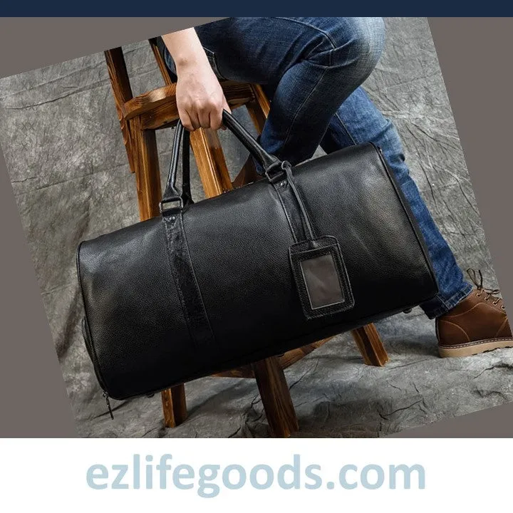 Soft Genuine Cowhide Leather Travel Bag 55 cm