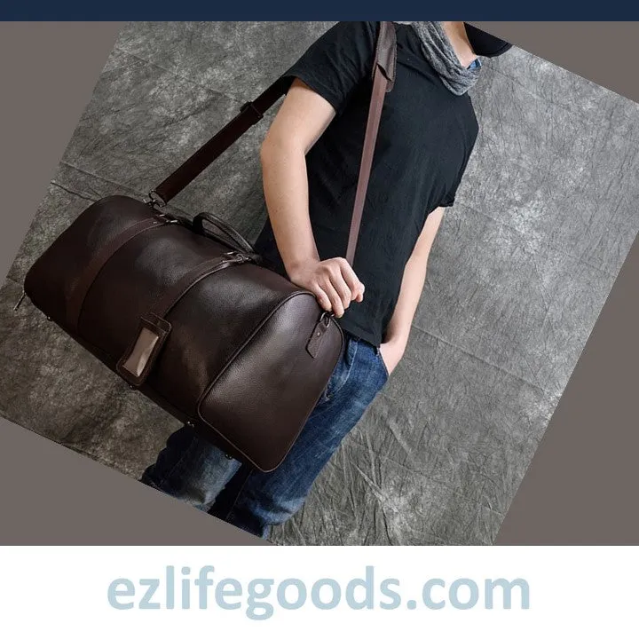 Soft Genuine Cowhide Leather Travel Bag 55 cm