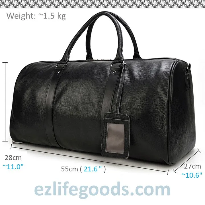Soft Genuine Cowhide Leather Travel Bag 55 cm