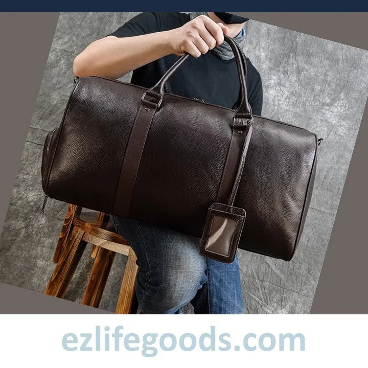 Soft Genuine Cowhide Leather Travel Bag 55 cm