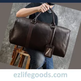 Soft Genuine Cowhide Leather Travel Bag 55 cm
