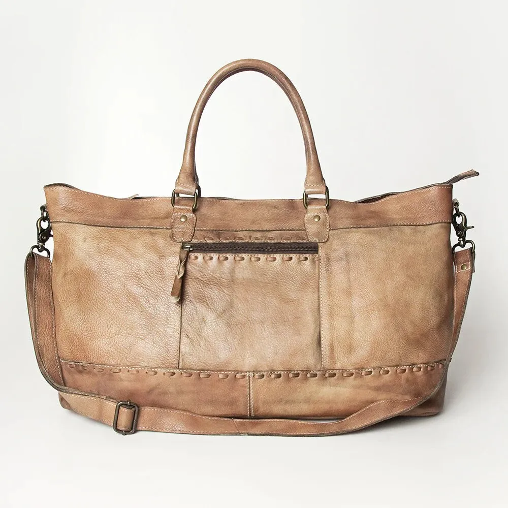 The Wilcox Camel Vintage Leather Weekender Duffel Bag