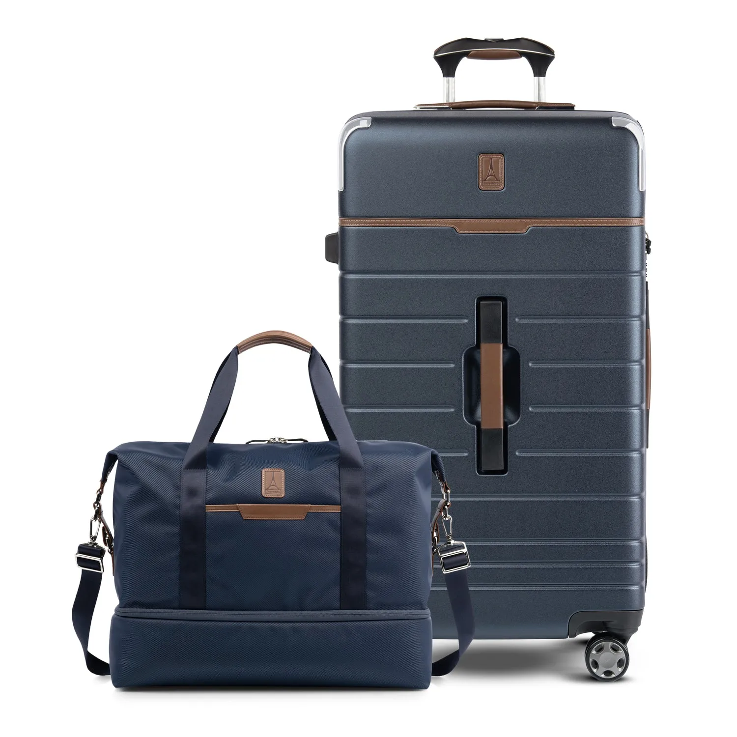 Travelpro® x Travel   Leisure Large Check-in Spinner and Drop-Bottom Weekender Bag Luggage Set