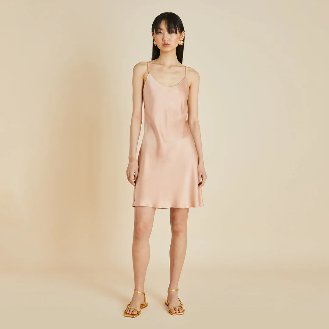 Venus Shell Pink Slip Dress in Sandwashed Silk