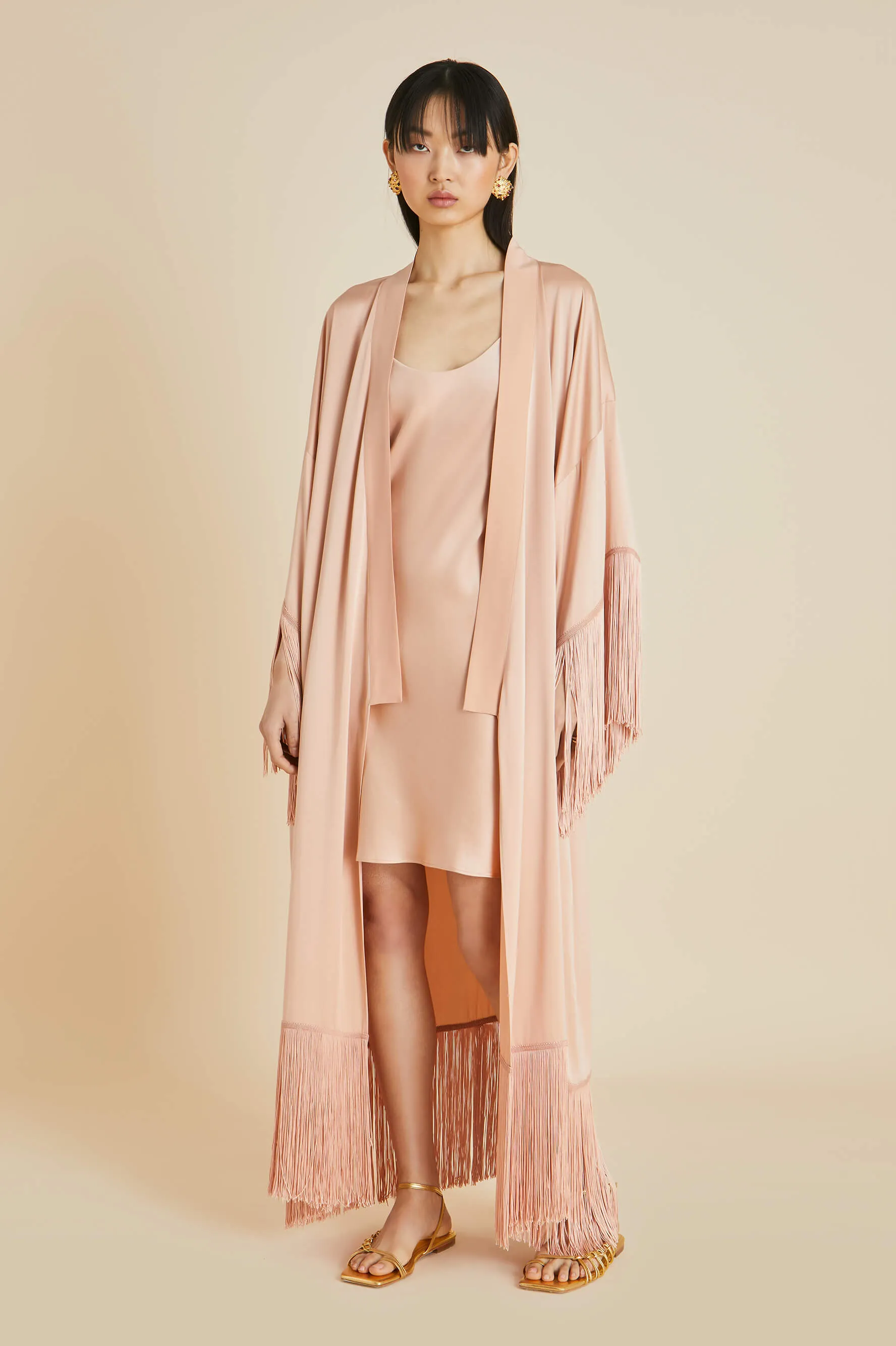 Venus Shell Pink Slip Dress in Sandwashed Silk