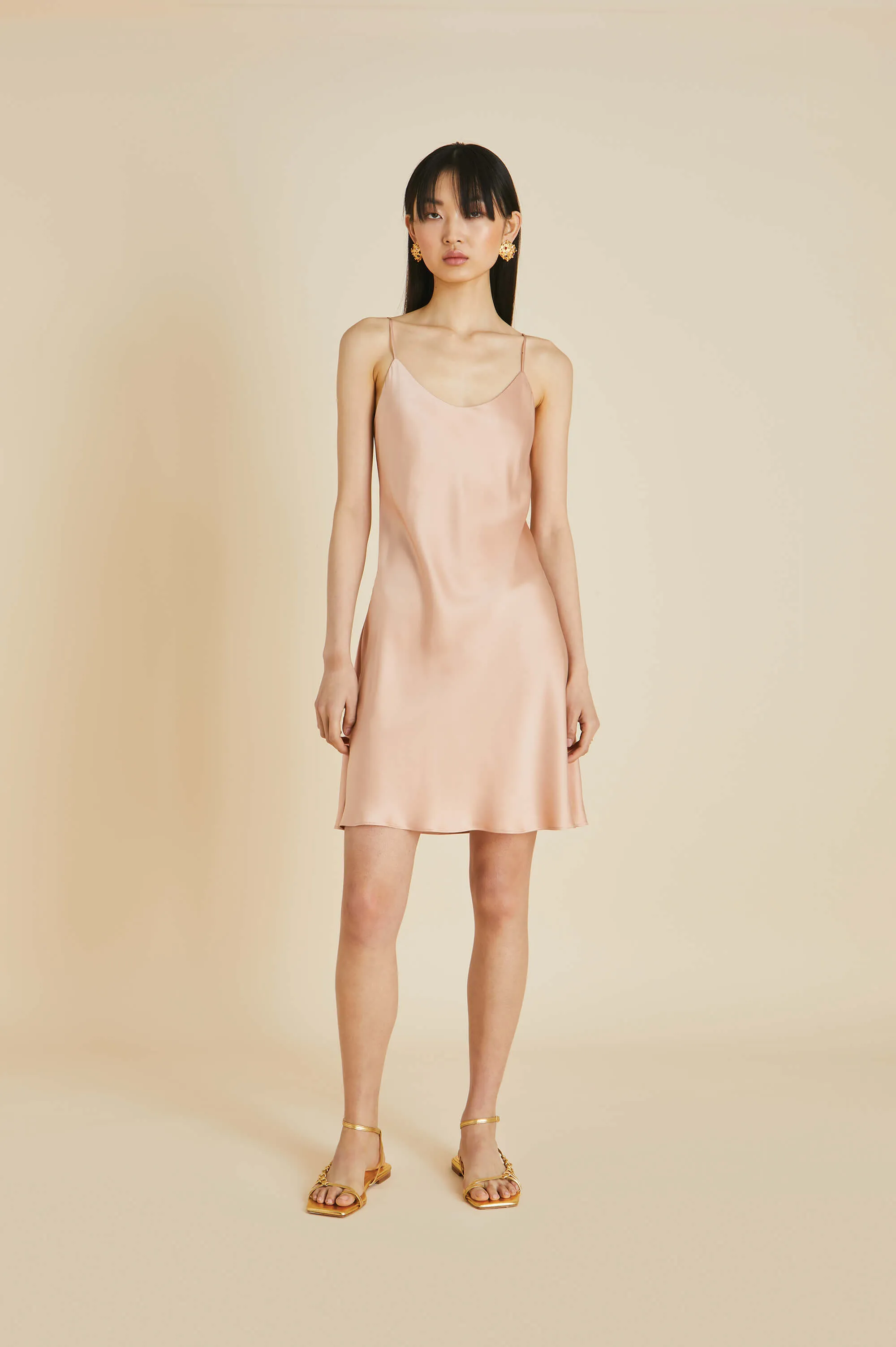 Venus Shell Pink Slip Dress in Sandwashed Silk