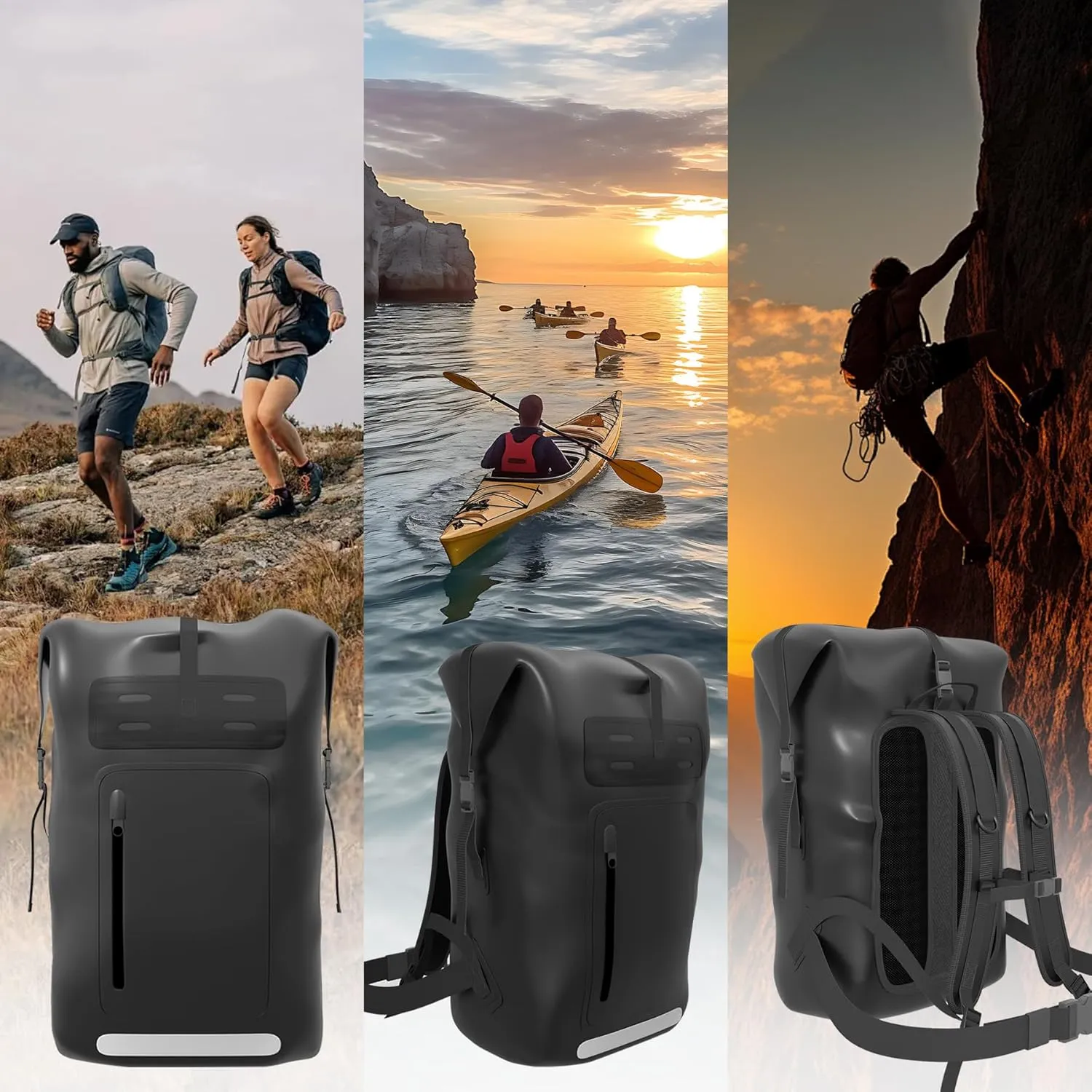 Waterproof BackpackHeavy Duty Hiking Backpack35/55/85L dry bag backpack waterproof for MenRoll-Top Closurefor Kayaking, Travel, Hiking, Fishing, Camping, Motorcycles (grey, 35L)