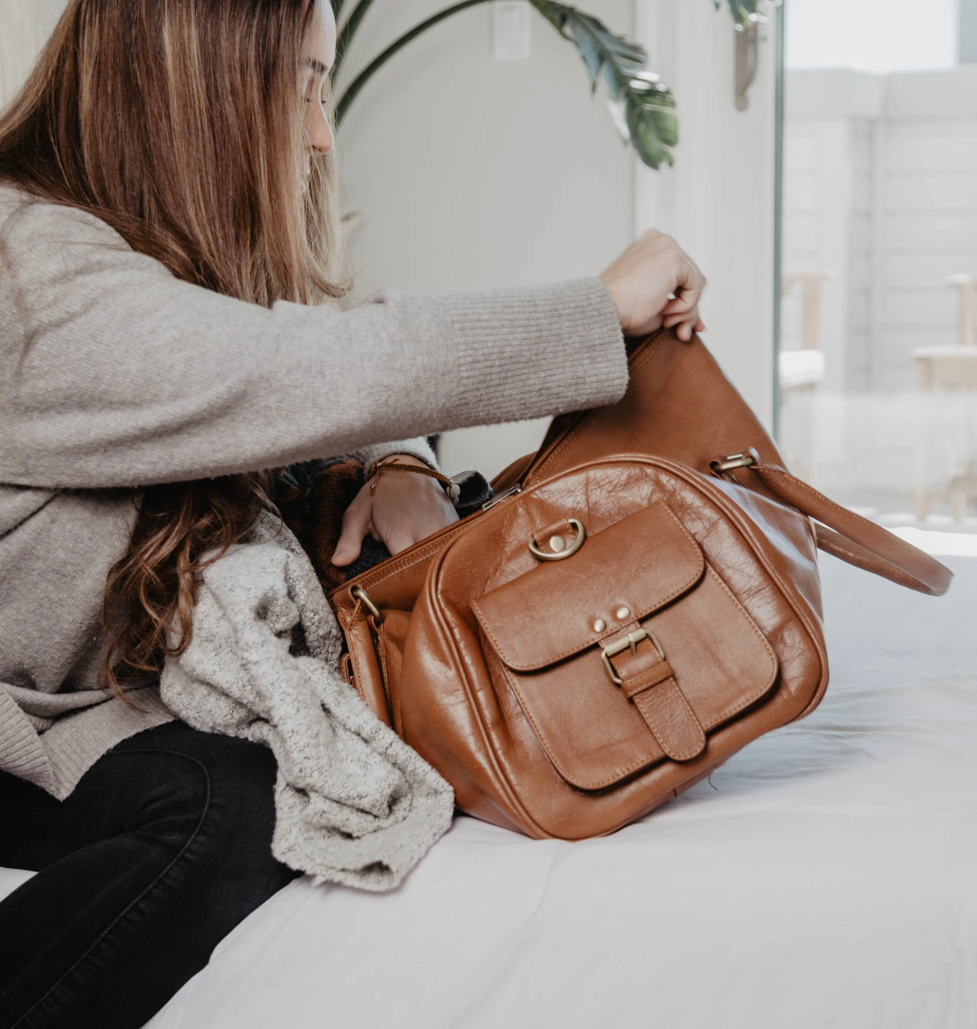 Weekender Leather Duffel Bag 19"