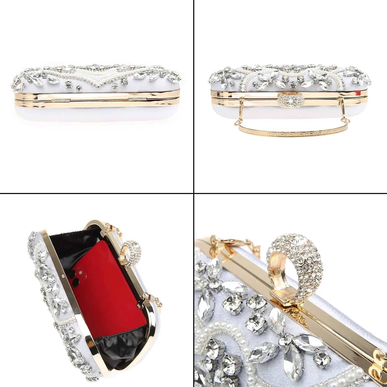 Womens Sparkly Rhinestone Crystal Clutch Bag Glitter Sequin Bridal Purse Evening Handbag for Wedding Party Prom