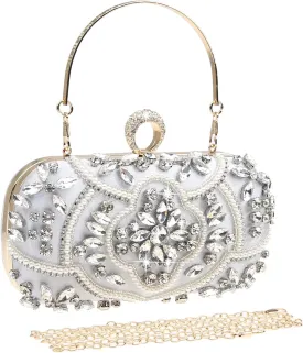 Womens Sparkly Rhinestone Crystal Clutch Bag Glitter Sequin Bridal Purse Evening Handbag for Wedding Party Prom